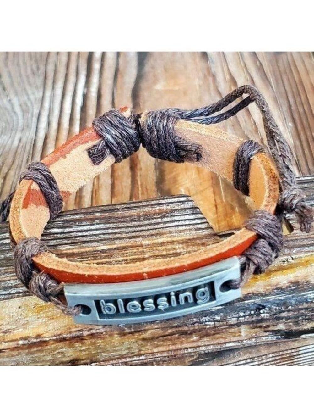 Blessing Positive Affirmation Cowhide Leather Bracelet Handmade